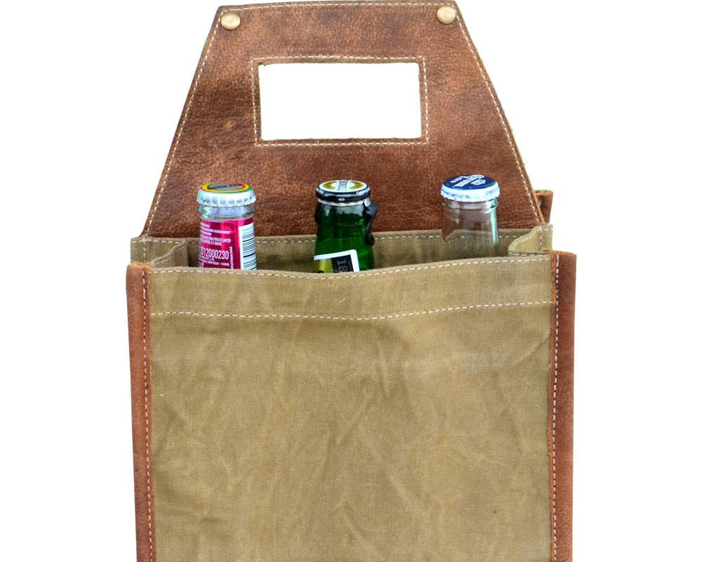 White Canvas Pattern Beer Carrier