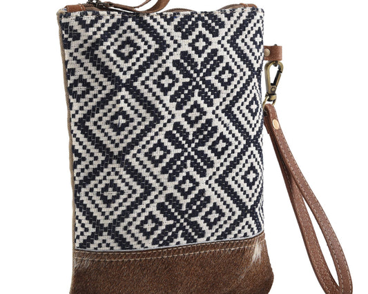 Vertical Blue Rug Wristlet