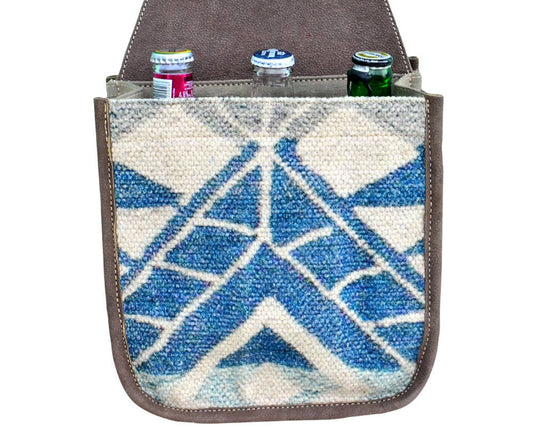 Recycled Fabric Blue & Grey Pattern Beer Carrier