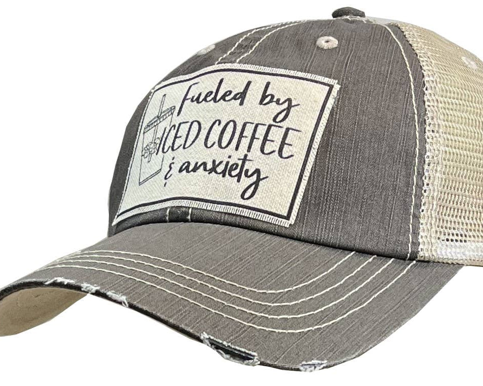 Fueled By Iced Coffee & Anxiety Trucker Hat Baseball Cap