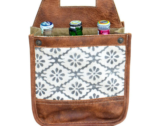 White Canvas Pattern Beer Carrier