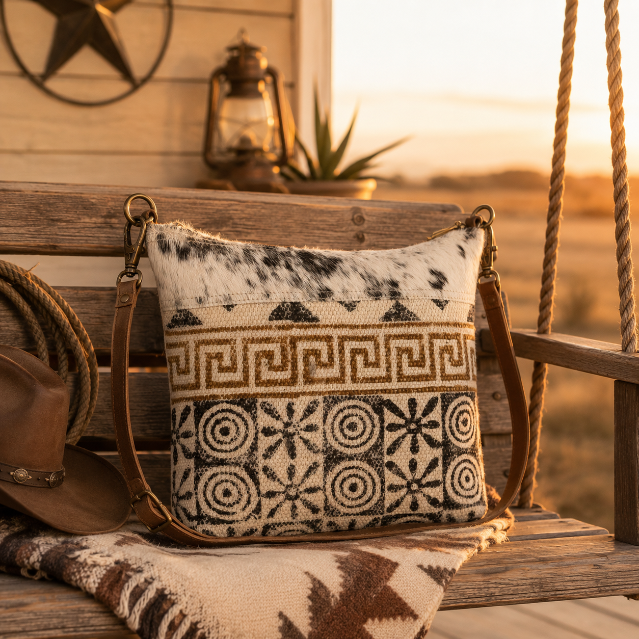Crossbody With Pattern Rug And Fur