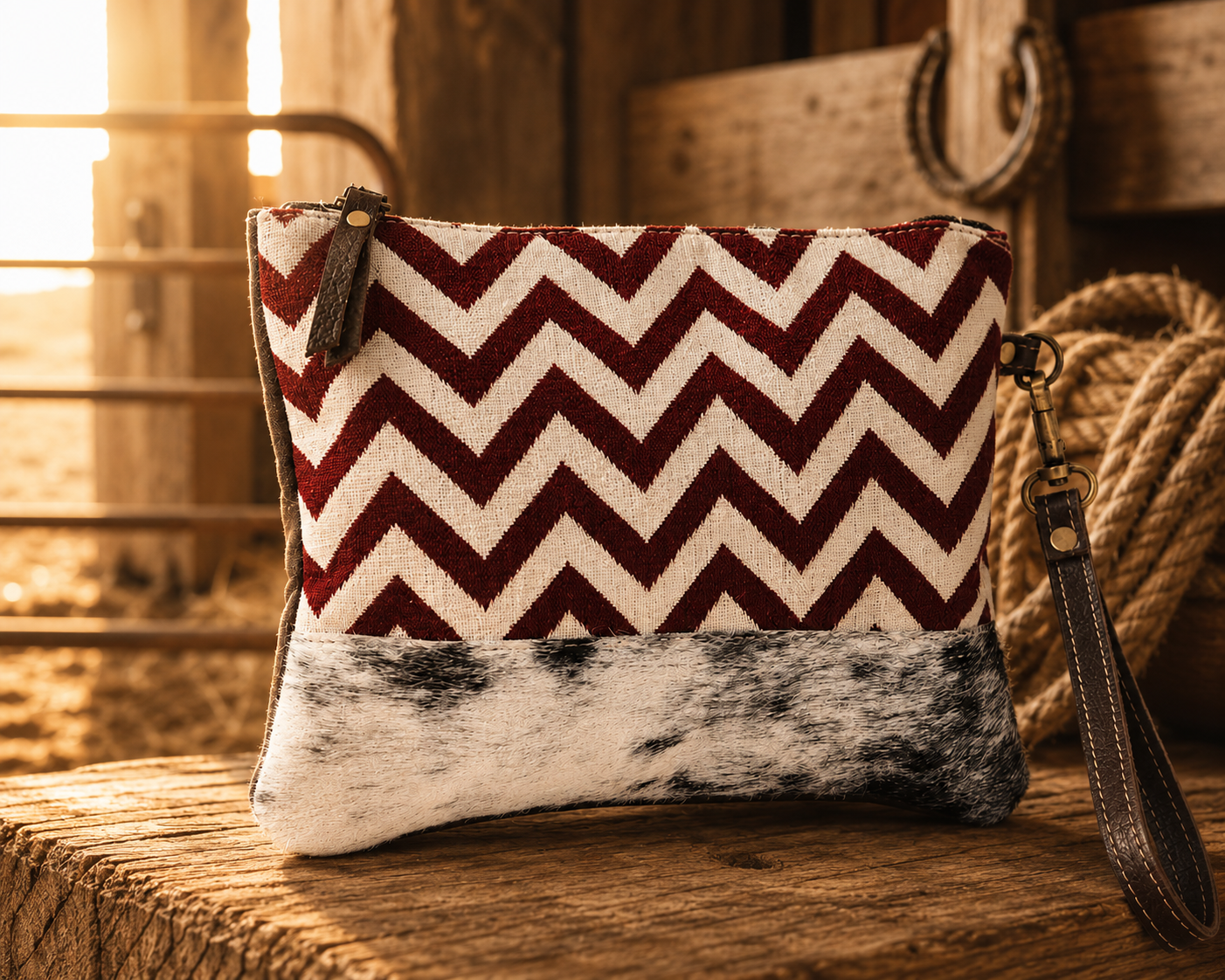 Rug Wristlet with Leather