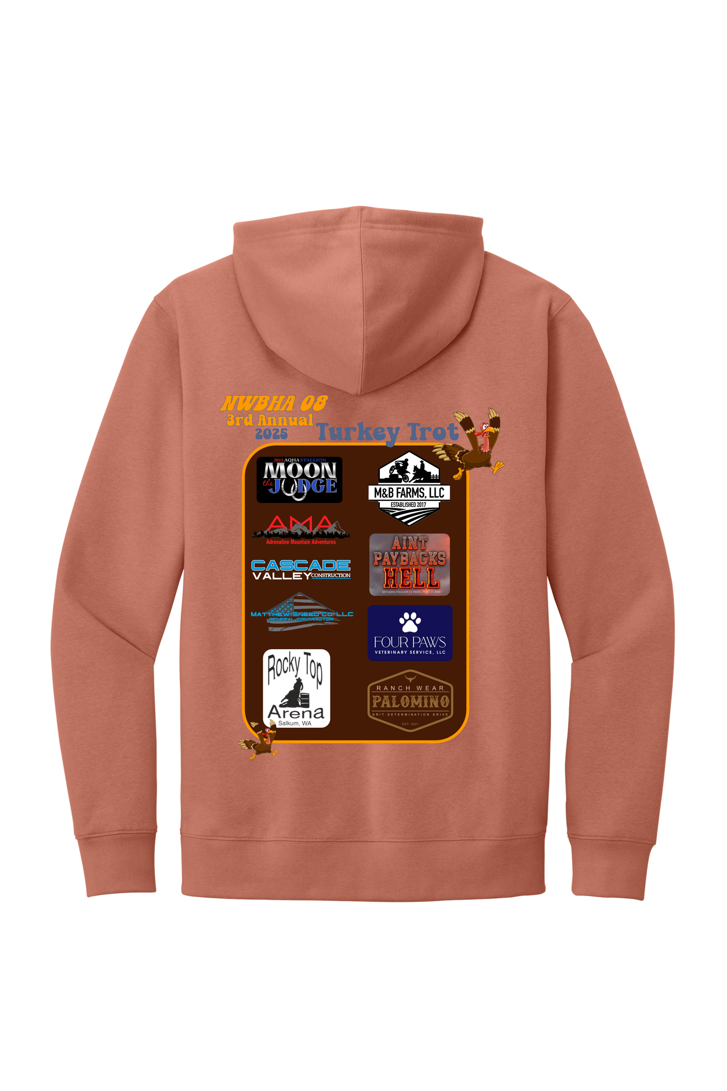 Turkey Trot Hooded Sweatshirt Rose