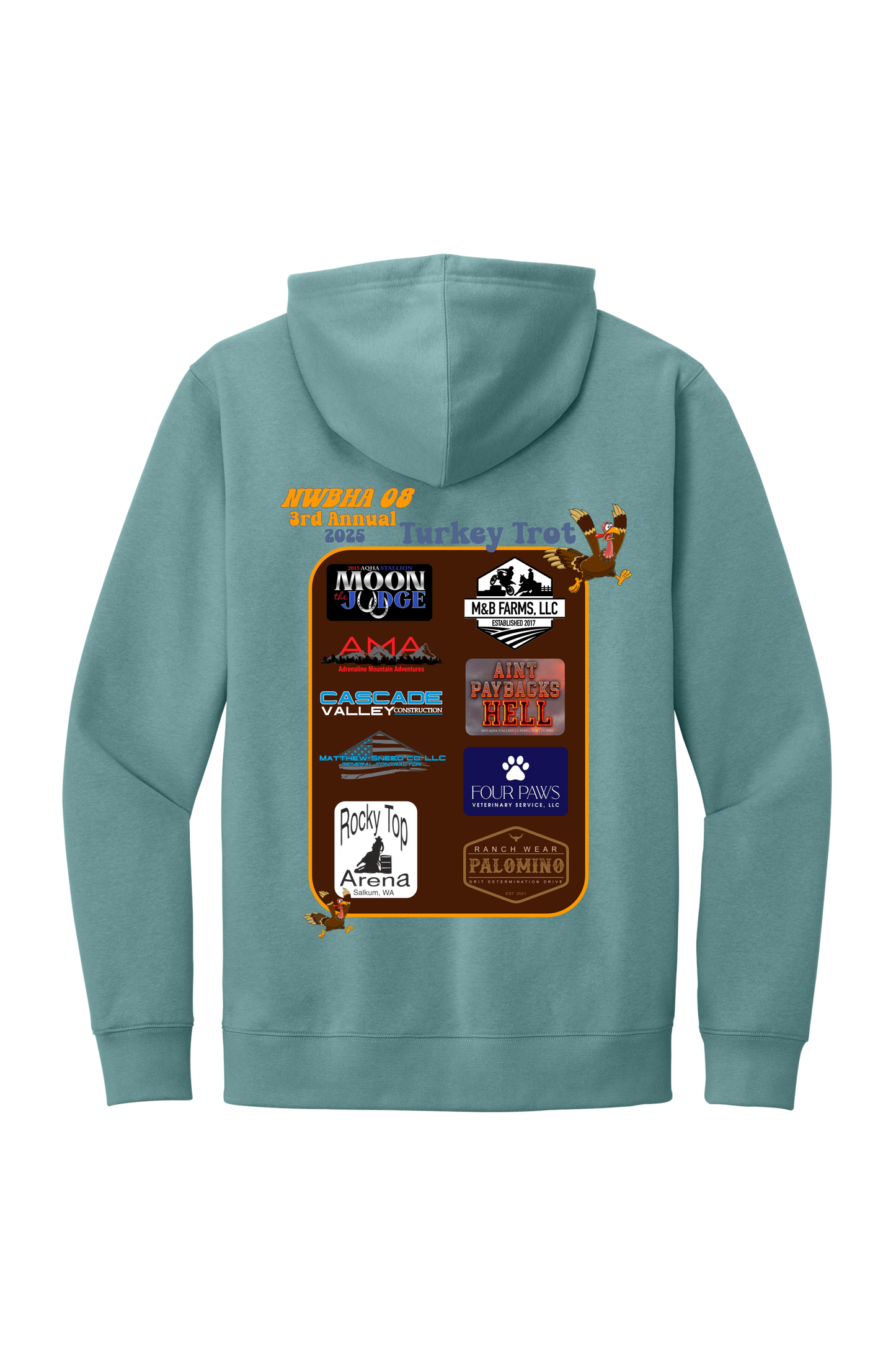 Turkey Trot Hooded Sweatshirt Teal
