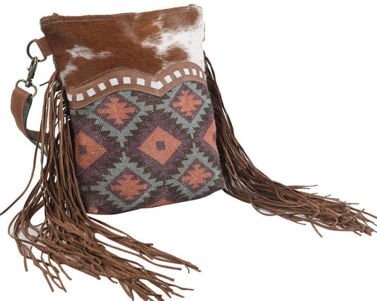 Crossbody With Leather Fringe Rug Fur Canvas