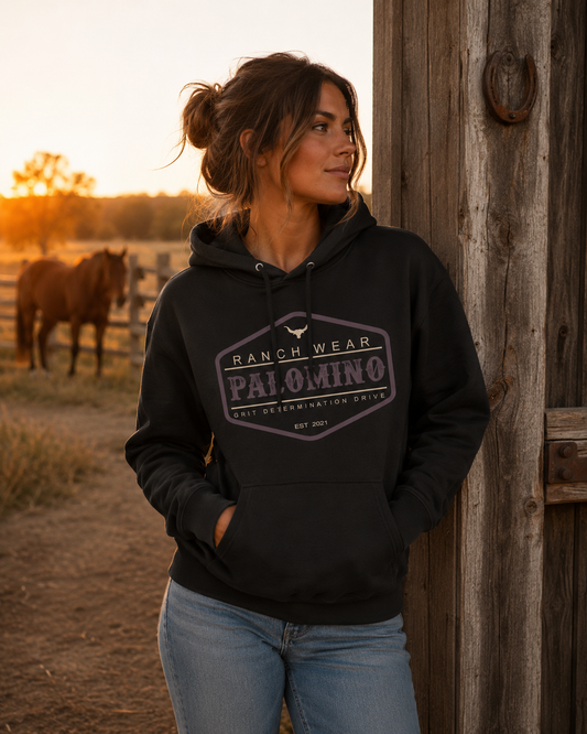 Fleece Hoodie w/ Pocket Black OG Purple