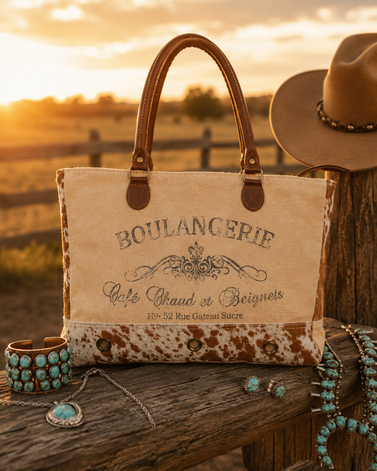 Boulangerie Tote With Cowhide Trim