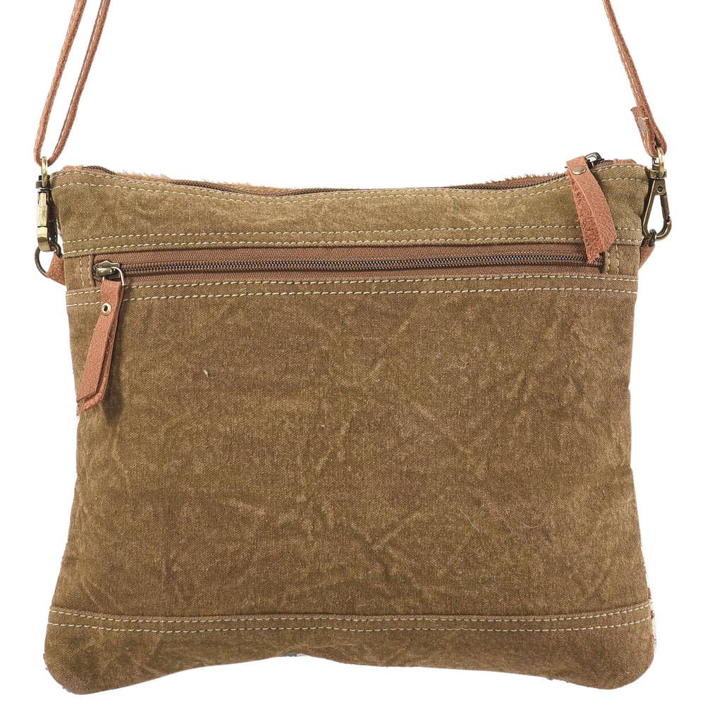 Crossbody With Brown Tones Canvas Rug And Fur