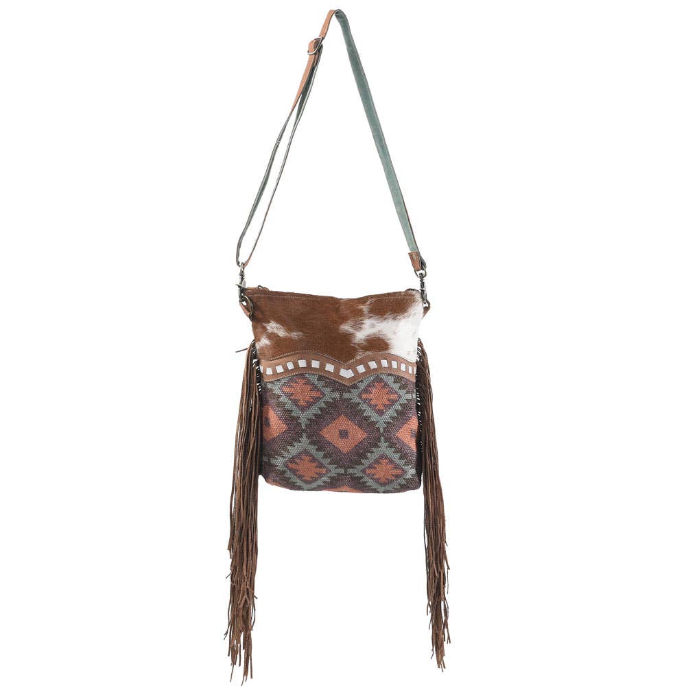 Crossbody With Leather Fringe Rug Fur Canvas