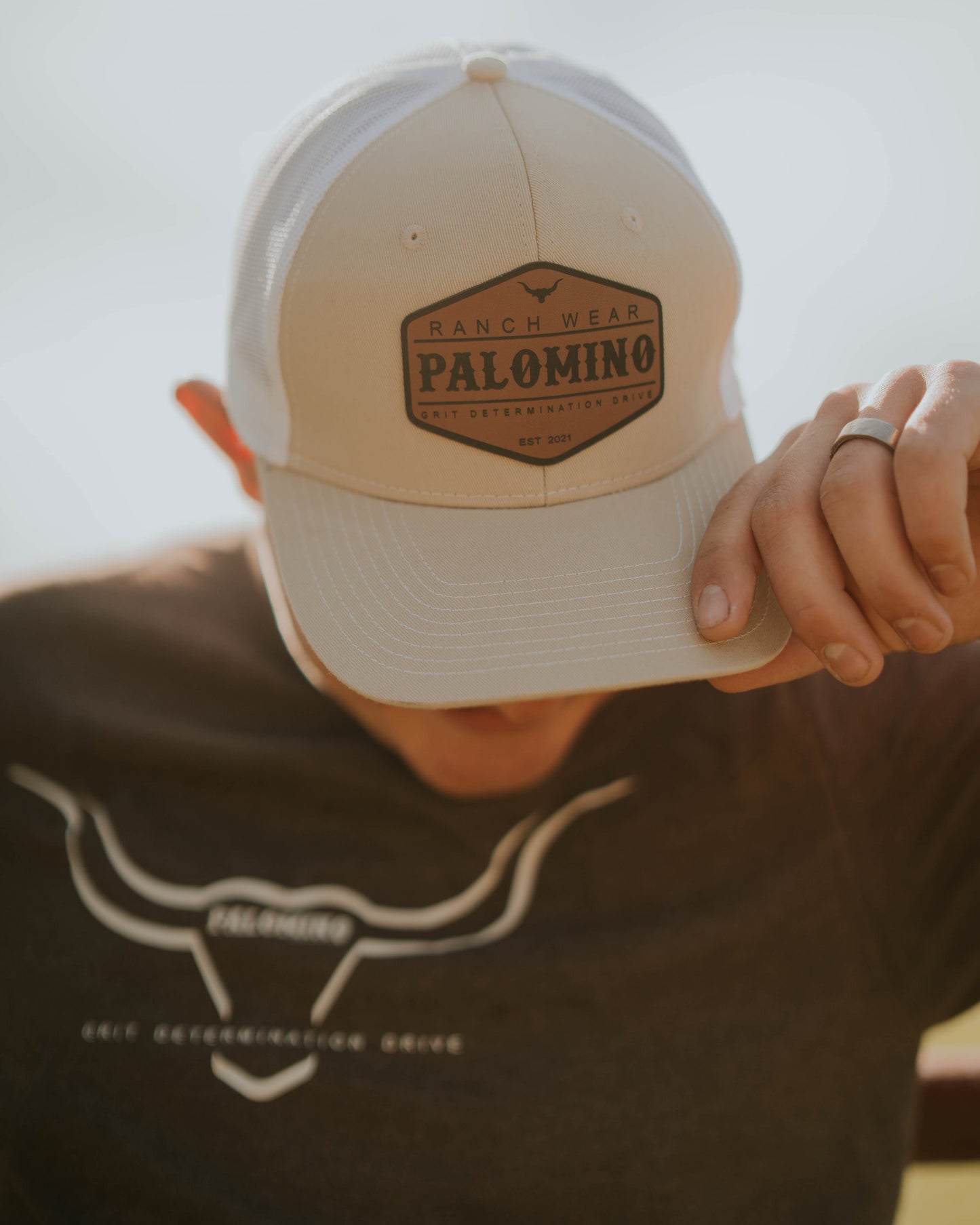 Snapback Trucker Cap - Light Khaki/White