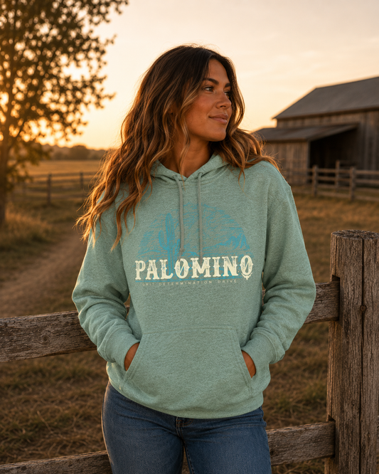 Fleece Hoodie w/ Pocket Dusty Sage/Teal Desert